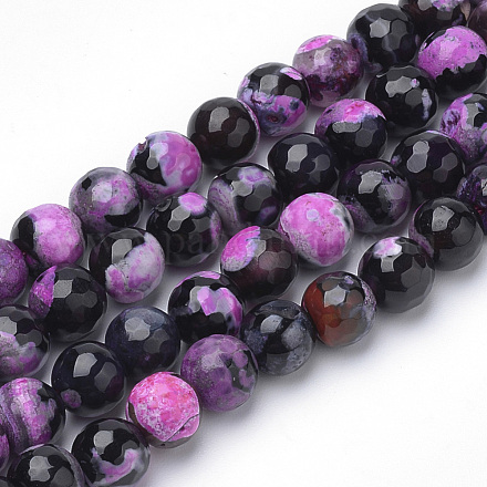 Dyed Natural Fire Crackle Agate Beads Strands G-Q462-125A-10mm-1
