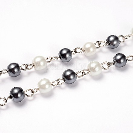 Glasperlen runde Perlen-Ketten für Halsketten Armbänder machen AJEW-JB00112-04-1