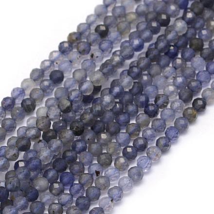 Chapelets de perles en cordiérite naturelle/Iolite/Dichroite G-E411-39-2mm-1