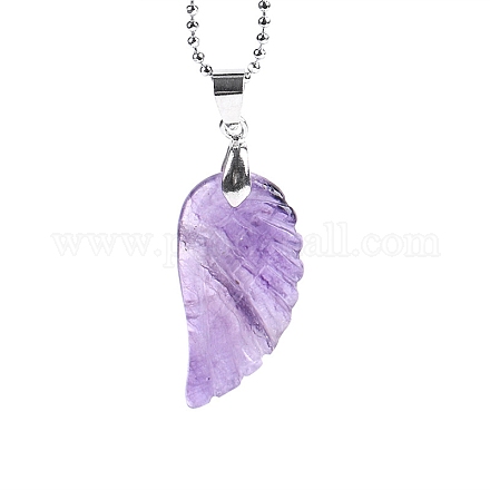 Ожерелье с подвеской в виде крыла ангела из натурального аметиста PW-WG24892-16-1