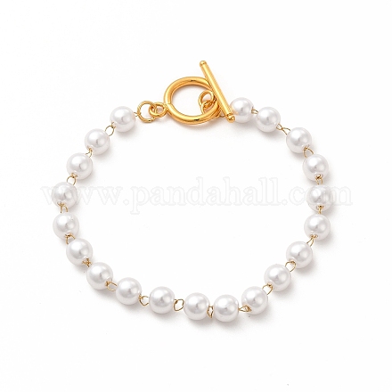 Bracciali con perline di perle d'imitazione di plastica BJEW-P292-04G-1