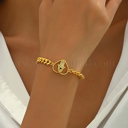 Латунные браслеты-цепочки с микропаве из прозрачных кубических цирконий для женщин XU6175-3-1