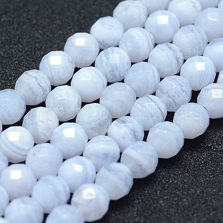 Chapelets de perles en agate avec dentelle bleue naturelle G-P342-05-6mm-A-1