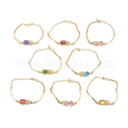Golden Tone Brass Link Bracelets BJEW-L639-14-1