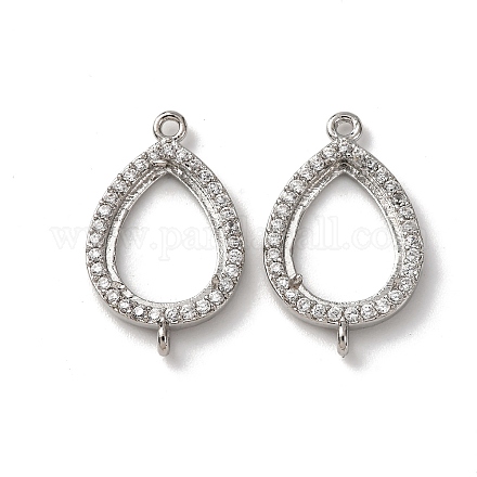 Каплевидные латунные микропаве из прозрачных кубических цирконий с коннектором и оправой из кабошона KK-NH0007-01P-1