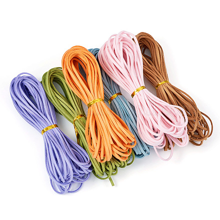 Pandahall 60 Yards 6 Colors Flat Faux Suede Cord LW-TA0001-02-1