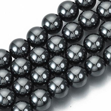 Non-magnetic Synthetic Hematite Beads Strands G-Q892-10mm-1