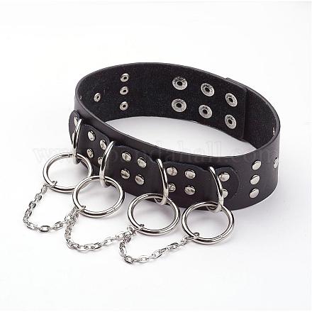 Punk Rock Style Cowhide Leather Choker Necklaces NJEW-D287-03-1