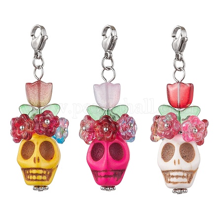 Украшения с подвесками из синтетической бирюзы HJEW-TA00164-1