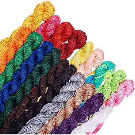 JEWELEADER 19 Colors About 240 Yard Nylon Jewelry Thread Cord 2mm Shiny Silky Rattail Cord Chinese Knotting Beading Cord for DIY Jewellery Making Macrame Kumihimo Friendship Bracelets NWIR-PH0001-15-2mm-1