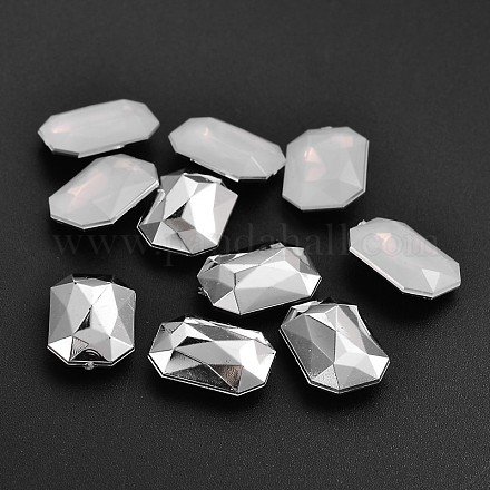 Faceted Rectangle Octagon Imitation Taiwan Acrylic Rhinestone Pointed Back Cabochons GACR-A010-10x14mm-48-1