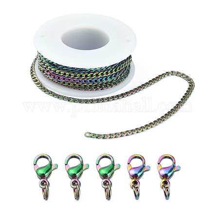 Bausatz für Halsketten in Regenbogenfarben zum Selbermachen DIY-YW0005-90-1