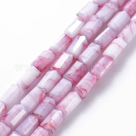 Mèches de perles de verre craquelé peintes au four opaque EGLA-T008-18D-1