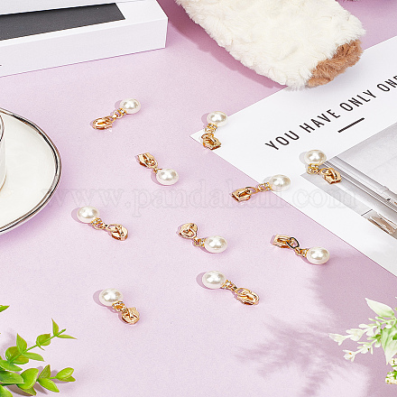 10 шт. слайдеры-молнии из сплава и круглой смолы с имитацией жемчуга&nbsp;AJEW-LP0006-95-1