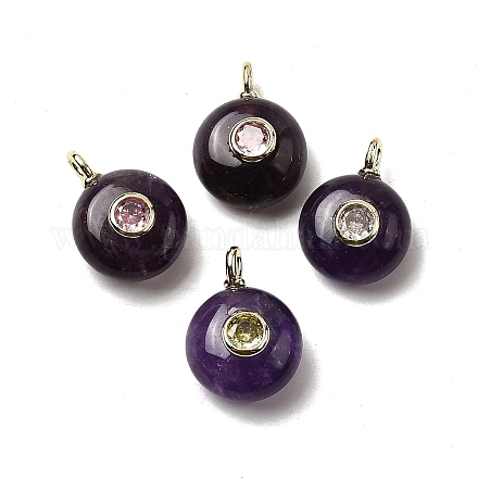 Природный аметист плоские круглые подвески G-H318-01G-A-05-1
