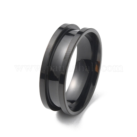 Кольцо для пальца из нержавеющей стали 201 с рифлением RJEW-WH0004-32G-EB-1