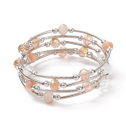 Perles de verre cinq boucles wrap bracelets BJEW-JB09056-05-1