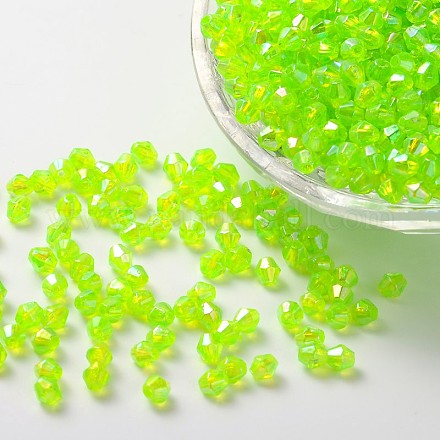 Perles acryliques transparentes écologiques plaquées couleur bicône ab TACR-A003-4mm-35-1
