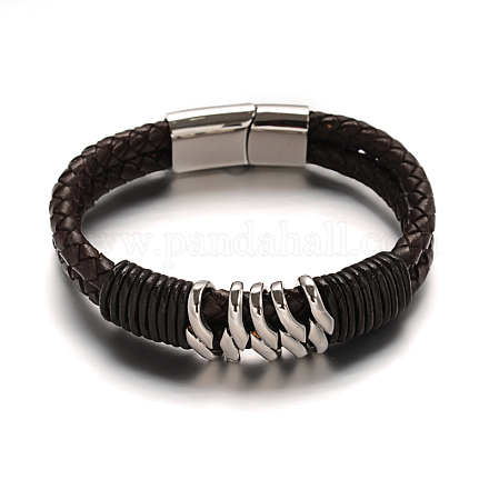 Unisex Braided Leather Cord Bracelets BJEW-L542-29-1