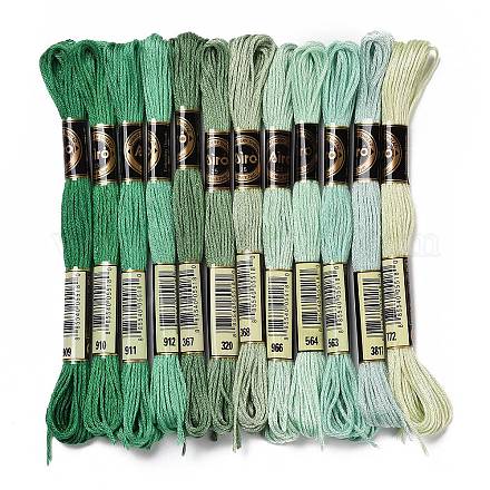 12 かせ 12 色 6 層ポリエステル刺繍糸  クロスステッチの糸  グラデーションカラー  グリーン  0.5mm  約8.75ヤード（8m）/かせ  12 かせ/セット OCOR-M009-01B-06-1