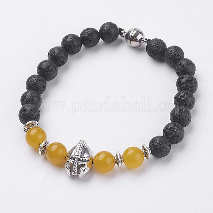 Natürliche Lava Rock Perlen Stretch Armbänder BJEW-I241-16D-1