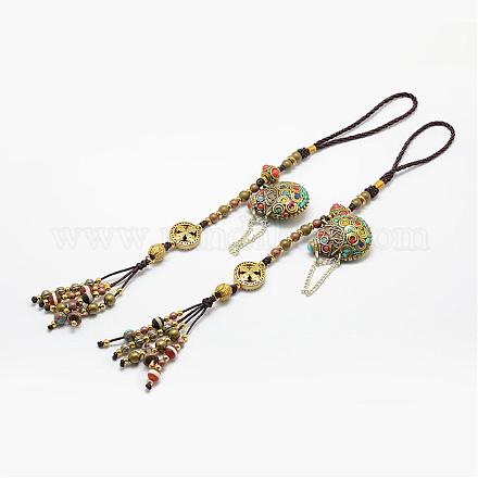 Décorations pendantes en alliage de style tibétain TIBEP-P002-03-1