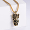 Vintage Stainless Steel Crown Skull Punk Pendant Necklaces for Stylish Men, Golden