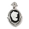Brass Micro Pave Clear Cubic Zirconia Pendants, with Shell, Oval with Girl, Real Platinum Plated, 35.5x22x10mm, Clasp:9x9.5x4mm.