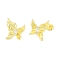 Brass Pave Clear Cubic Zirconia Stud Earring Findings, Cadmium Free & Nickel Free & Lead Free, Butterfly, Real 14K Gold Plated, 15x13.5mm, Pin: 0.5mm and 1mm