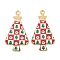 Christmas Theme Rack Plating Alloy Pendants, with Enamel, Golden, Christmas Trees Charm, Tomato, 31x17x1.5mm, Hole: 1.8mm