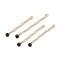 Ion Plating(IP) 316 Surgical Stainless Steel Curb Chain Extender with Natural Lapis Lazuli Round Charm, Golden, 53.5mm, Hole: 2.5mm