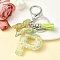 Resin & Acrylic Keychain, with Faux Suede Tassel Pendant & Alloy Findings, Letter P, 9.5cm