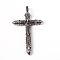 316L Surgical Stainless Steel Big Pendants, Cross, Antique Silver, 74x43x9mm, Hole: 7x9mm