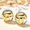 304 Stainless Steel Two Tone Stud Earrings, Golden & Stainless Steel Color, Flat Round, 30mm
