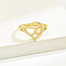 Brass Alphabet Adjustable Rings for Women, with Heart, Letter X, 17mm, US Size 6 1/4(16.7mm)
