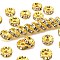 Brass Rhinestone Spacer Beads, Grade A, Straight Flange, Golden Metal Color, Rondelle, Crystal, 8x3.8mm, Hole: 1.5mm