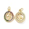 Brass Micro Pave Colorful Cubic Zirconia Pendants, with Jump Ring, Oval with Lightning Charms, Real 18K Gold Plated, 16.5x12x3mm, Hole: 3.2mm