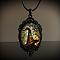 Oval Gothic Alloy Glass Halloween Pendant Necklaces for Women, Black, Hat, 17.72 inch(45cm)