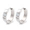 304 Stainless Steel Pave Clear Cubic Zirconia Huggie Hoop Earrings, with Natural Shell & 316 Stainless Steel Pins, Stainless Steel Color, 5x19.5~20mm