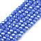 Electroplate Glass Beads Strands, Pearl Luster Plated, Faceted, Rondelle, Royal Blue, 2.9~3.3x2mm, Hole: 0.8mm, about 135~140pcs/strand, 32~34cm