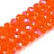 Electroplate Glass Beads Strands, Half Rainbow Plated, Faceted, Rondelle, Orange, 8x6mm, Hole: 1mm, about 60~62pcs/strand, 39~40cm