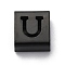 Ion Plating(IP) 304 Stainless Steel Square Slide Charms, Black, Letter U, 9x8x4mm, Hole: 3.5x8.5mm