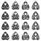 20Pcs 4 Styles Tibetan Style Alloy Pendants, Heart with Cat Pattern, Antique Silver, 26x22x1.5mm, Hole: 2mm, 5pcs/style