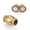 Brass Magnetic Clasps with Loops, Oval, Brushed Antique Bronze, 18x12mm, Hole: 6mm