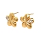 304 Stainless Steel Rhinestone Stud Earrings, Flower, Golden, 17.5x18.5mm