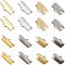 304 Stainless Steel Ribbon Crimp Ends, Rectangle, Golden & Stainless Steel Color, 7.5~9.5x8.5~20.5mm, Hole: 1mm, 48pcs/box