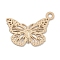Brass Charms, Long-Lasting Plated, Cadmium Free & Nickel Free & Lead Free, Butterfly, Light Gold, 7.5x11x0.3mm, Hole: 1mm