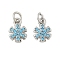 Brass Micro Pave Cubic Zirconia Pendants, Cadmium Free & Nickel Free & Lead Free, Snowflake Charms, with Jump Ring, Platinum, 9.5x6.5x2mm, Hole: 2.5mm
