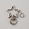 Alloy Swivel Clasps, Lanyard Push Gate Snap Clasps with Open Jump Rings, Star, Platinum, 34x23.5x6mm, Hole: 8.9mm