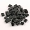 Glass Beads, Macaron Color, 2-Hole, Square, Black, 5x5x2mm, Hole: 0.9mm, about 50Pcs/bag